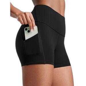 CRZ YOGA Women's High Waisted Butterluxe Biker Shorts with Pockets- 3 Inches- XS